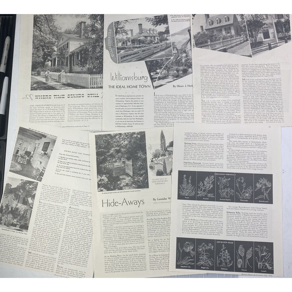 Ephemera Lot Better Homes & Garden July 1936 Pages, Pictures, Prints, VNTG